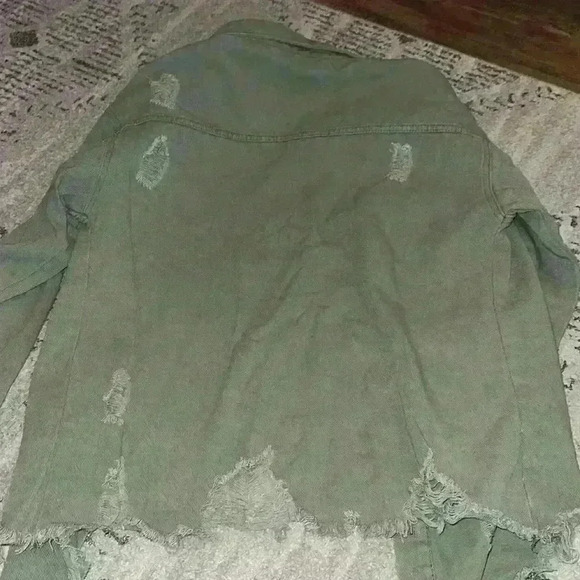 Shein distressed green denim jacket size S - Picture 2 of 2
